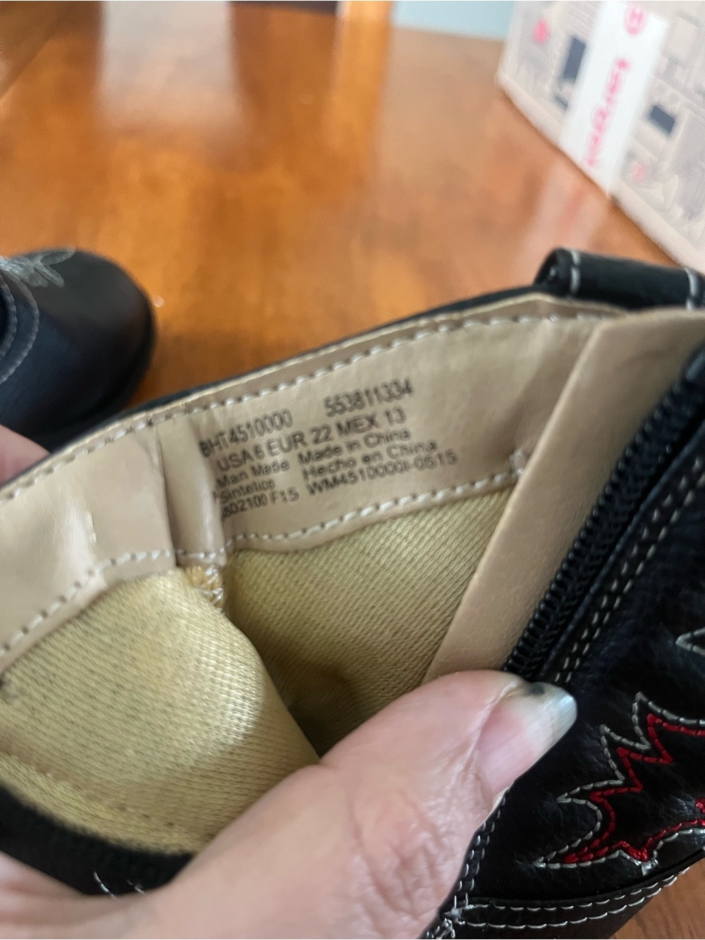 healthtex Black Kids Western Boots with Red Stitching - Picture 7 of 7